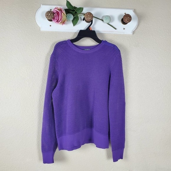Lauren Ralph Lauren Purple Open Knit Casual Pullover Sweater Size Small - Picture 6 of 9